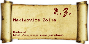 Maximovics Zolna névjegykártya
